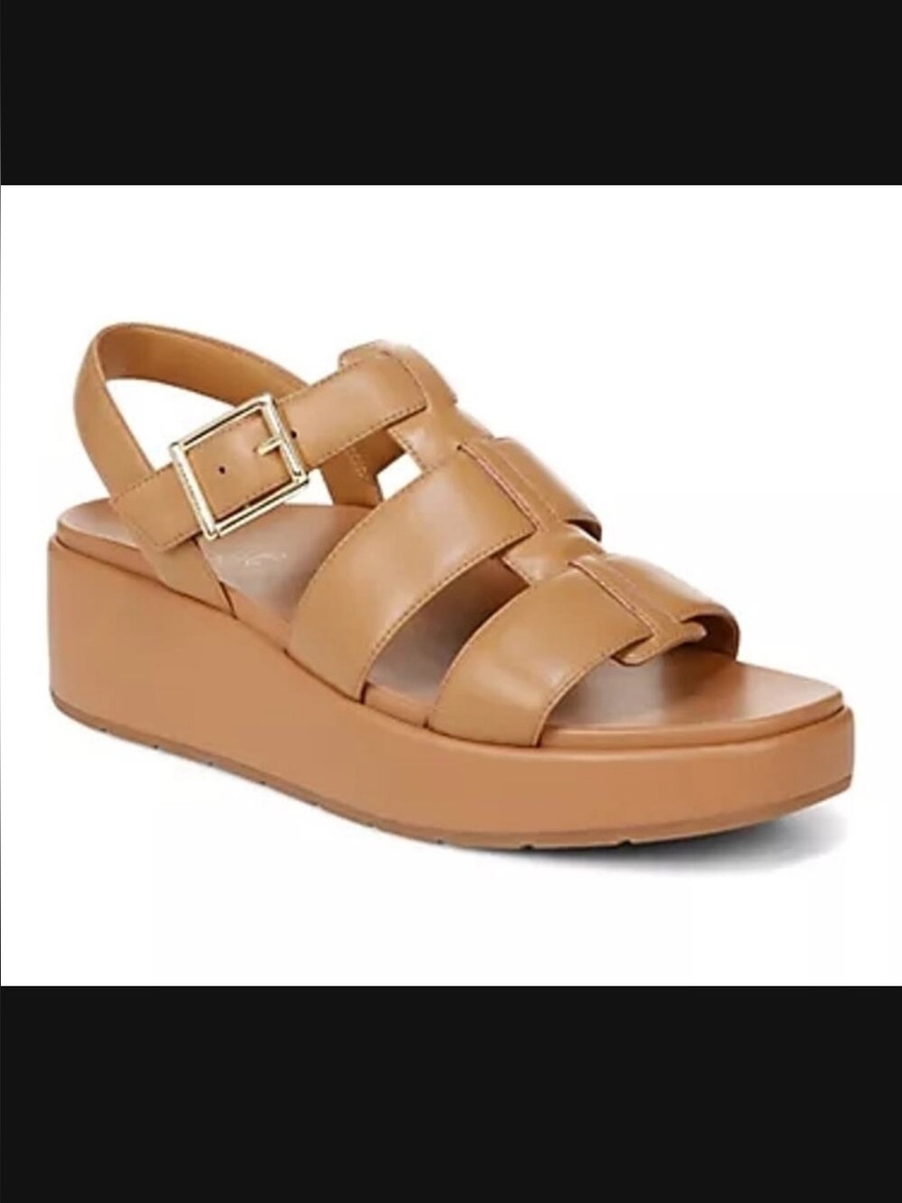 VIONIC Leather Cognac Fisherman Wedge Platform Sandals Sz 9,5